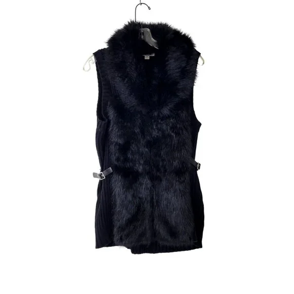 BLL New York Black Sweater Vest with Faux Fur - Picture 2 of 5